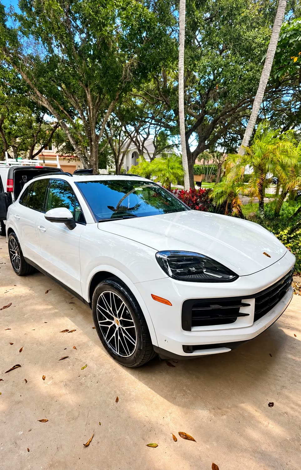White Porsche Cayenne after a full MDGA detail